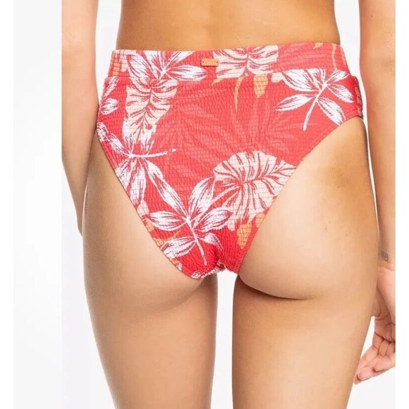 ROXY Bikini Bottoms Smocked Hibiscus Print/ Express Top Size Small Mismatch Set - Picture 5 of 11